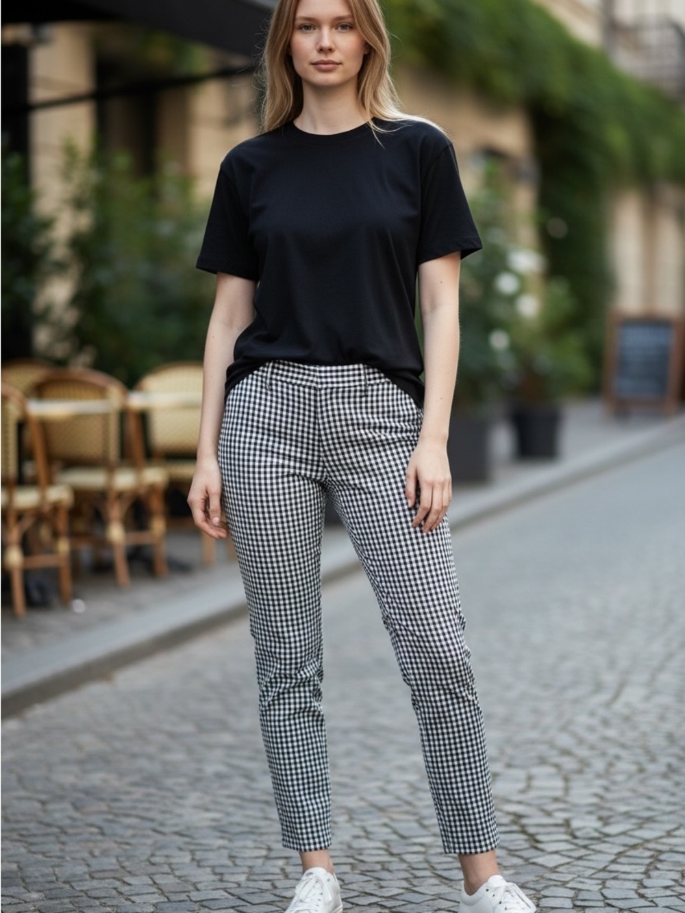 Banana Republic Classic Black & White Gingham Slim Pants
